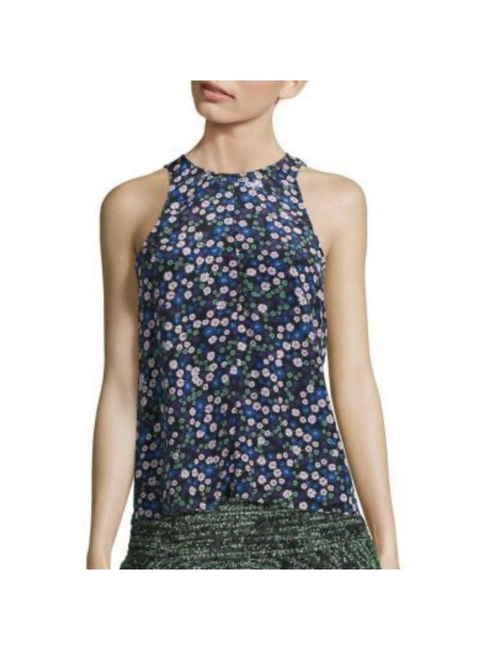 REBECCA TAYLOR Vintage Juliet 100% Silk Floral Sleeveless Top in Black-Size 10